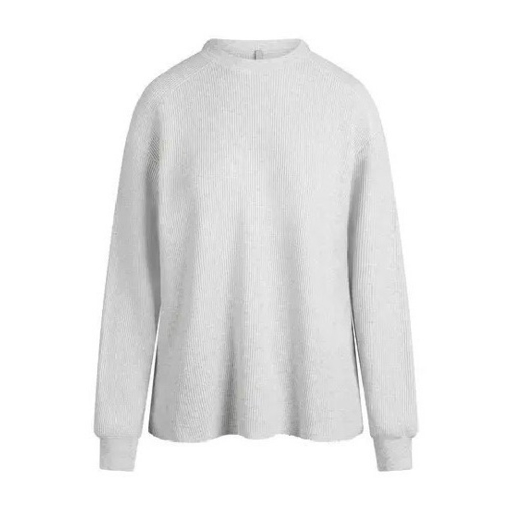 Skims Heavy Waffle Oversized Crewneck LS-LST-10351W Light Heather Grey Large